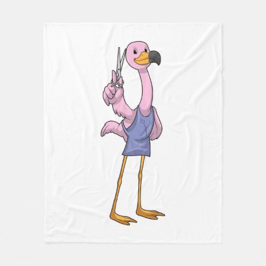 Flamingo as Hair stylist with Scissors Fleece Deken (Voorkant)