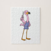 Flamingo as Hair stylist with Scissors Legpuzzel (Verticaal)