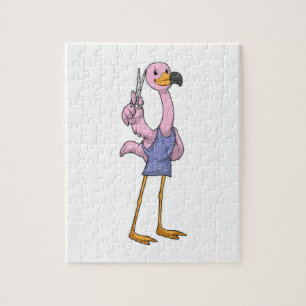 Flamingo as Hair stylist with Scissors Legpuzzel