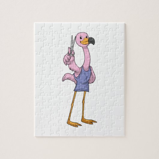 Flamingo as Hair stylist with Scissors Legpuzzel (Verticaal)