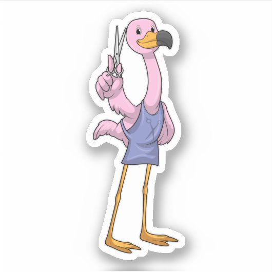 Flamingo as Hair stylist with Scissors Sticker (Voorkant)