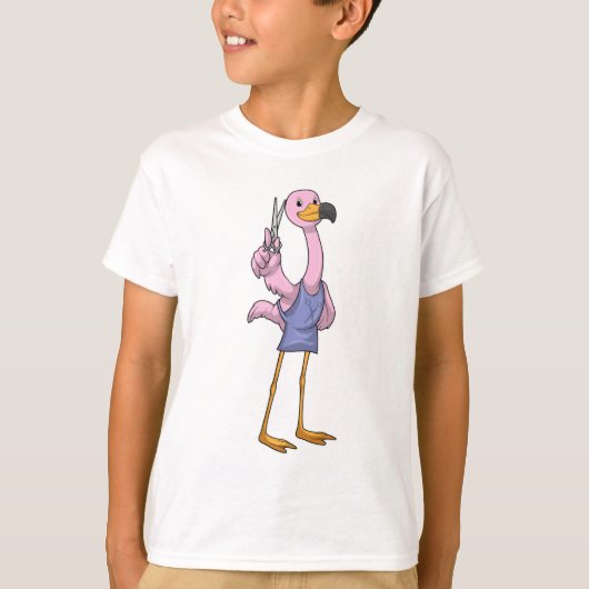 Flamingo as Hair stylist with Scissors T-shirt (Voorkant)