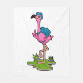Flamingo as Hiker with Backpack Fleece Deken (Voorkant)