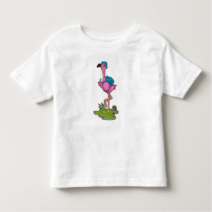 Flamingo as Hiker with Backpack Kinder Shirts