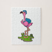 Flamingo as Hiker with Backpack Legpuzzel (Verticaal)