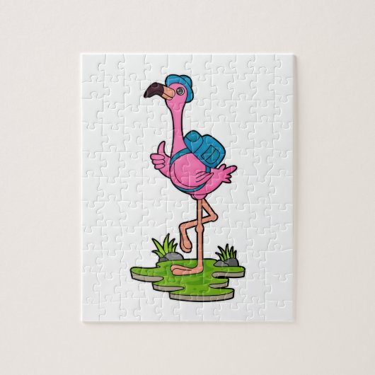 Flamingo as Hiker with Backpack Legpuzzel (Verticaal)
