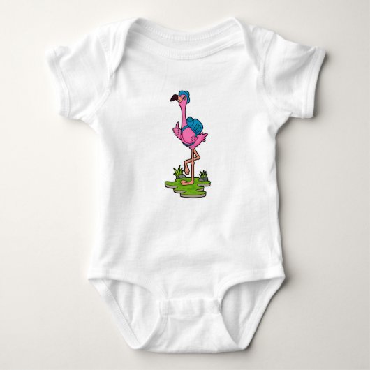 Flamingo as Hiker with Backpack Romper (Voorkant)