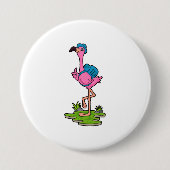 Flamingo as Hiker with Backpack Ronde Button 7,6 Cm (Voorkant)