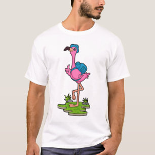 Flamingo as Hiker with Backpack T-shirt