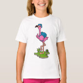 Flamingo as Hiker with Backpack T-shirt (Voorkant)