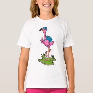 Flamingo as Hiker with Backpack T-shirt