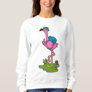 Flamingo as Hiker with Backpack Trui