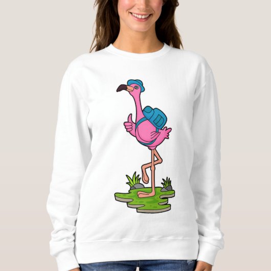 Flamingo as Hiker with Backpack Trui (Voorkant)