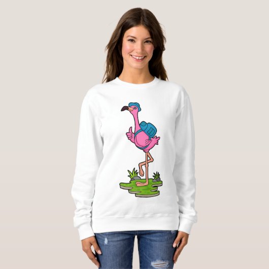 Flamingo as Hiker with Backpack Trui (Voorkant volledig)