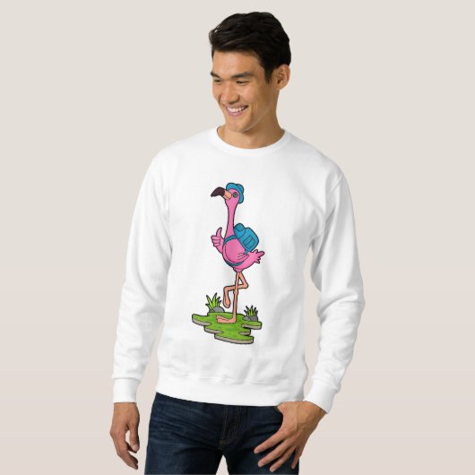 Flamingo as Hiker with Backpack Trui (Voorkant volledig)