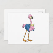 Flamingo as Secretary with Notepad Briefkaart (Voorkant / Achterkant)