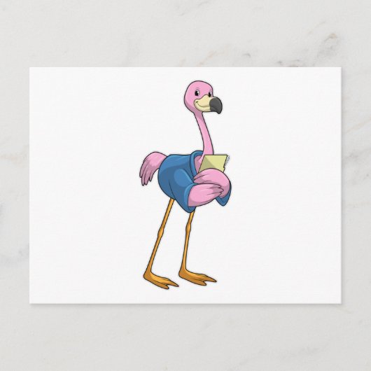 Flamingo as Secretary with Notepad Briefkaart (Voorkant)