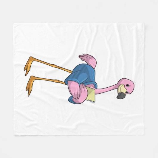 Flamingo as Secretary with Notepad Fleece Deken (Voorkant (Horizontaal))