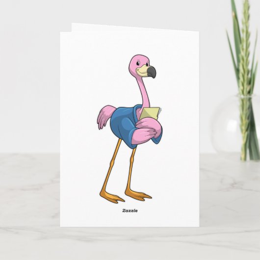 Flamingo as Secretary with Notepad Kaart (Achterkant)