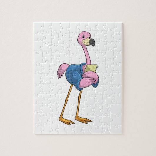 Flamingo as Secretary with Notepad Legpuzzel (Verticaal)