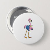 Flamingo as Secretary with Notepad Ronde Button 7,6 Cm (Voorkant /achterkant)