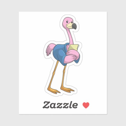 Flamingo as Secretary with Notepad Sticker (Vel)