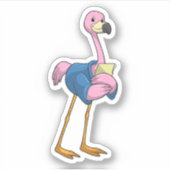Flamingo as Secretary with Notepad Sticker (Voorkant)