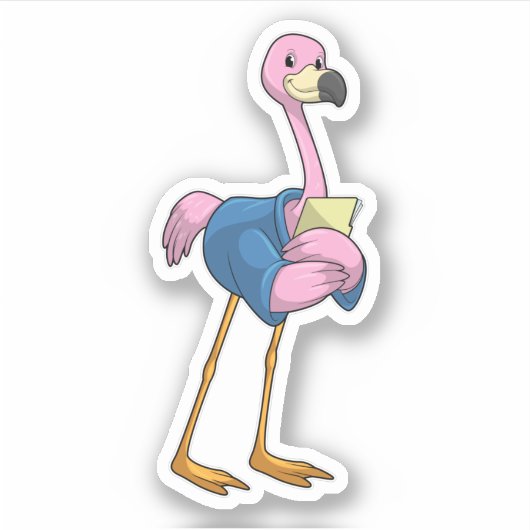 Flamingo as Secretary with Notepad Sticker (Voorkant)