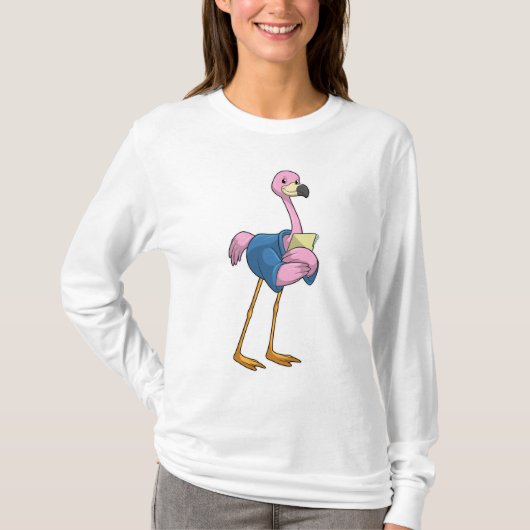 Flamingo as Secretary with Notepad T-shirt (Voorkant)