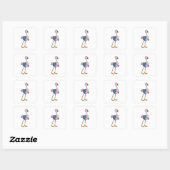 Flamingo as Secretary with Notepad Vierkante Sticker (Vel)