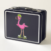 Flamingo as Skater with Roller skates & Helmet (Achterkant)