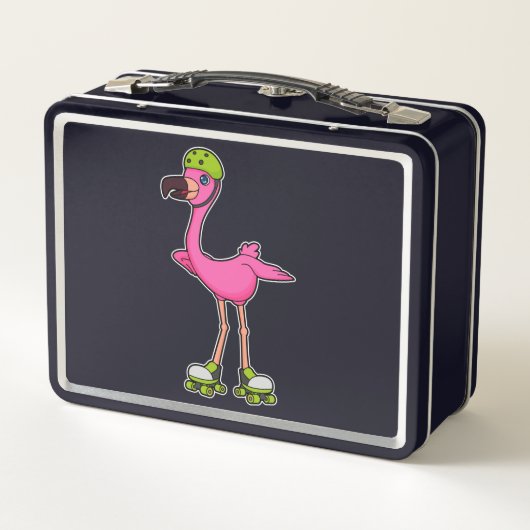 Flamingo as Skater with Roller skates & Helmet (Achterkant)
