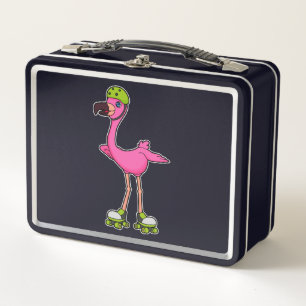 Flamingo as Skater with Roller skates & Helmet