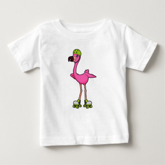 Flamingo as Skater with Roller skates & Helmet (Voorkant)