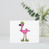 Flamingo as Skater with Roller skates & Helmet Briefkaart (Staand voorkant)