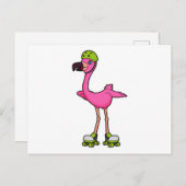 Flamingo as Skater with Roller skates & Helmet Briefkaart (Voorkant / Achterkant)