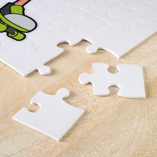 Flamingo as Skater with Roller skates & Helmet Legpuzzel (Zijkant)