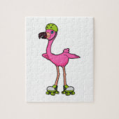 Flamingo as Skater with Roller skates & Helmet Legpuzzel (Verticaal)
