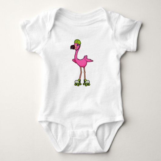 Flamingo as Skater with Roller skates & Helmet Romper (Voorkant)
