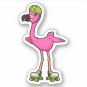 Flamingo as Skater with Roller skates & Helmet Sticker (Voorkant)