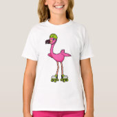 Flamingo as Skater with Roller skates & Helmet T-shirt (Voorkant)