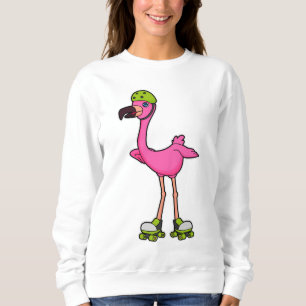 Flamingo as Skater with Roller skates & Helmet Trui