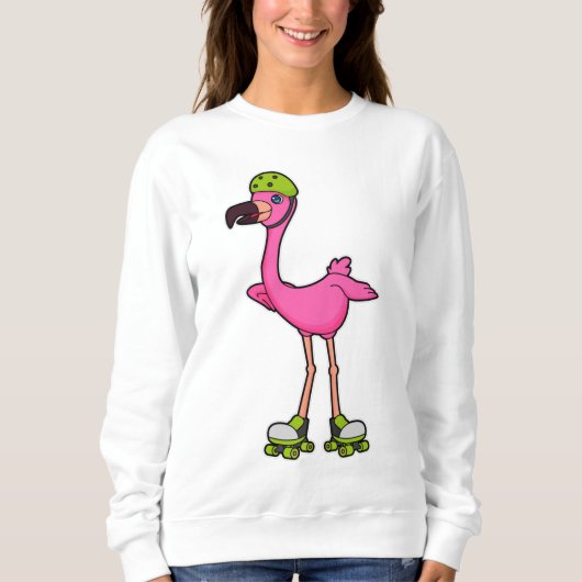 Flamingo as Skater with Roller skates & Helmet Trui (Voorkant)