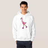 Flamingo as Skater with Roller skates Hoodie (Voorkant volledig)
