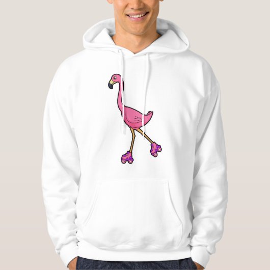 Flamingo as Skater with Roller skates Hoodie (Voorkant)