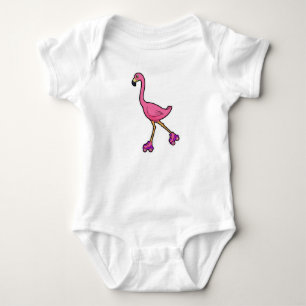 Flamingo as Skater with Roller skates Romper