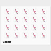 Flamingo as Skater with Roller skates Ronde Sticker (Vel)