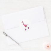 Flamingo as Skater with Roller skates Ronde Sticker (Envelop)