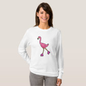 Flamingo as Skater with Roller skates T-shirt (Voorkant volledig)