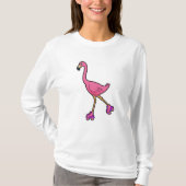 Flamingo as Skater with Roller skates T-shirt (Voorkant)